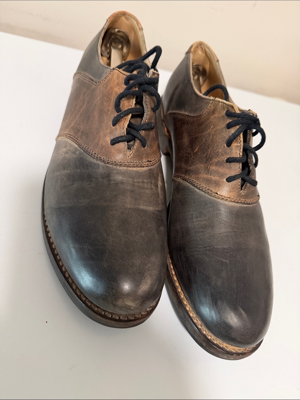 BED|STU Men's Two-Tone Leather Oxford in Black and Brown